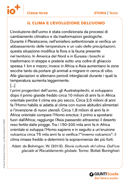 Il clima e l'evoluzione dell'uomo | Giunti Scuola Il clima e l'evoluzione dell'uomo | Giunti Scuola