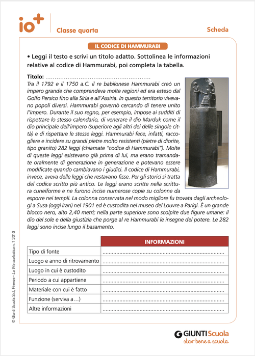 Il codice di Hammurabi | Giunti Scuola