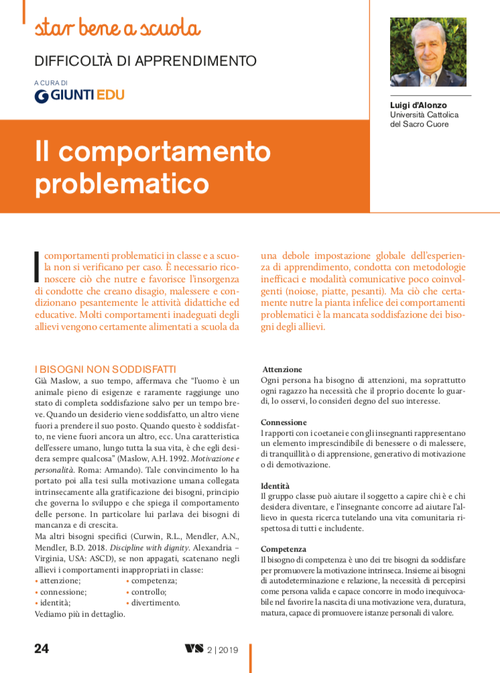 Il comportamento problematico | Giunti Scuola Il comportamento problematico | Giunti Scuola