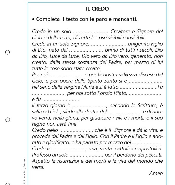 Spiegazione Del Credo Parola Per Parola Il credo | Giunti Scuola