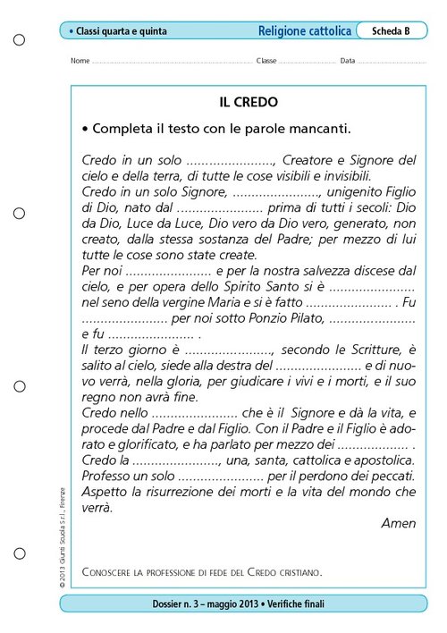 Il credo | Giunti Scuola Il credo | Giunti Scuola