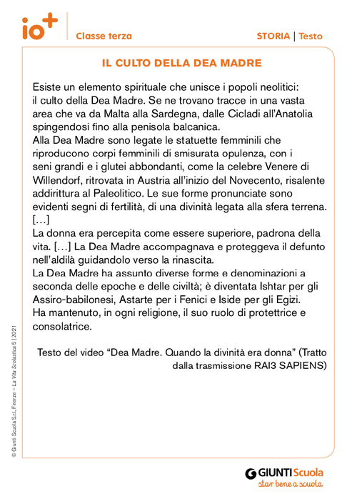 Il culto della Dea Madre | Giunti Scuola