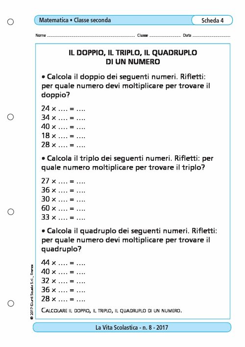 Il doppio, il triplo, il quadruplo di un numero | Giunti Scuola Il doppio, il triplo, il quadruplo di un numero | Giunti Scuola