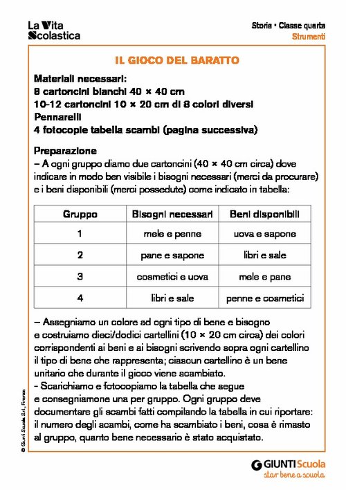 Il gioco del baratto | Giunti Scuola Il gioco del baratto | Giunti Scuola