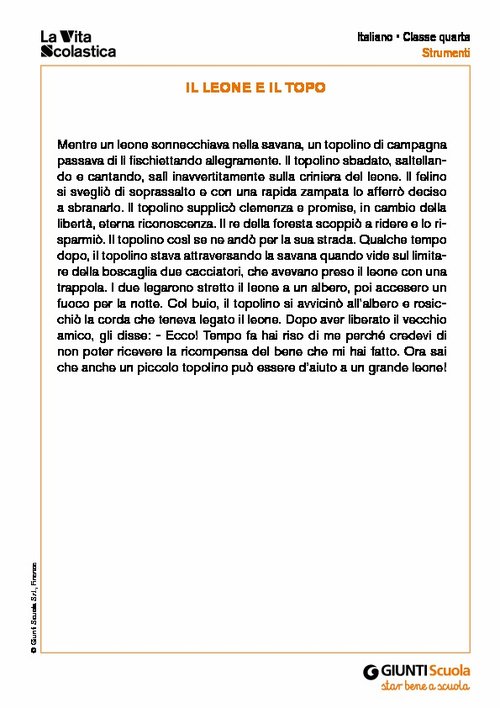 Il leone e il topo | Giunti Scuola