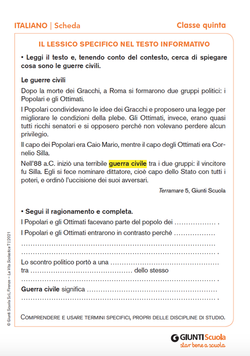 Il lessico specifico nel testo informativo | Giunti Scuola Il lessico specifico nel testo informativo | Giunti Scuola