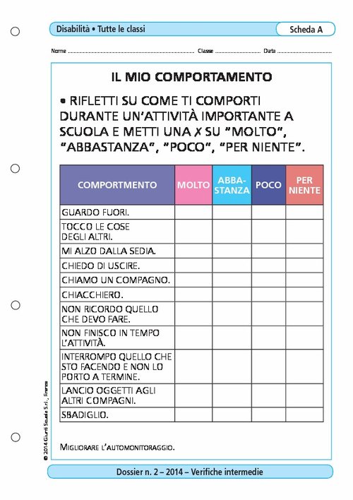 Il mio comportamento | Giunti Scuola Il mio comportamento | Giunti Scuola