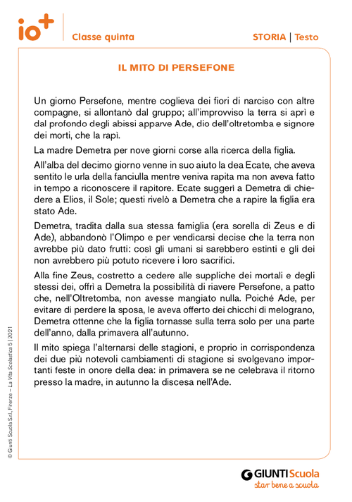 Il mito di Persefone | Giunti Scuola Il mito di Persefone | Giunti Scuola