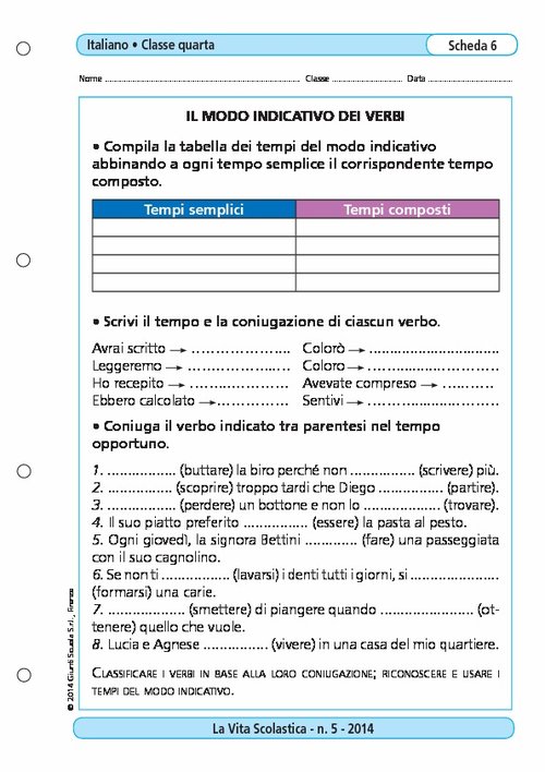 Il modo indicativo dei verbi | Giunti Scuola Il modo indicativo dei verbi | Giunti Scuola