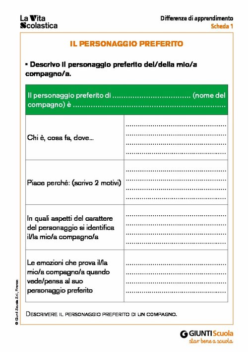 Il personaggio preferito | Giunti Scuola Il personaggio preferito | Giunti Scuola