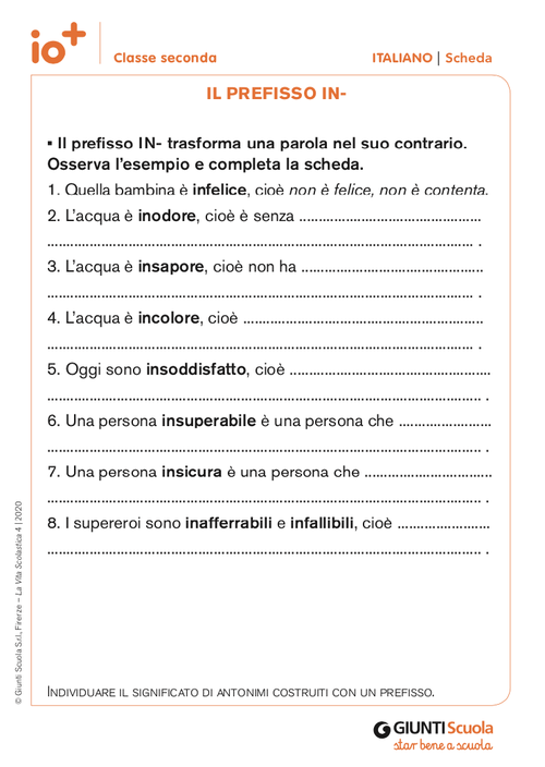 Il prefisso IN- | Giunti Scuola Il prefisso IN- | Giunti Scuola