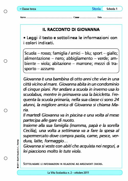 Il racconto di Giovanna | Giunti Scuola Il racconto di Giovanna | Giunti Scuola