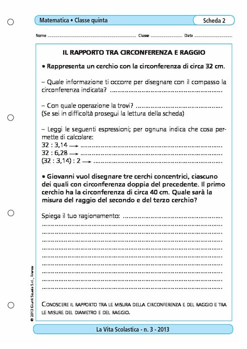 Il rapporto tra circonferenza e raggio | Giunti Scuola