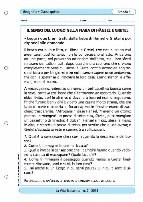 Il senso del luogo nella fiaba di Hänsel e Gretel | Giunti Scuola Il senso del luogo nella fiaba di Hänsel e Gretel | Giunti Scuola