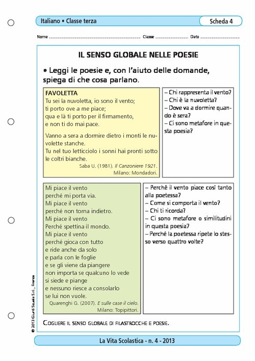 Il senso globale nelle poesie | Giunti Scuola Il senso globale nelle poesie | Giunti Scuola