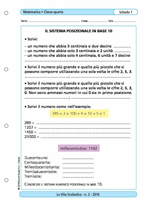 Il sistema posizionale in base dieci | Giunti Scuola Il sistema posizionale in base dieci | Giunti Scuola