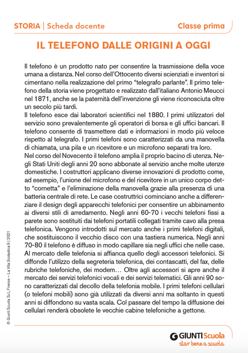 Il telefono dalle origini a oggi | Giunti Scuola Il telefono dalle origini a oggi | Giunti Scuola
