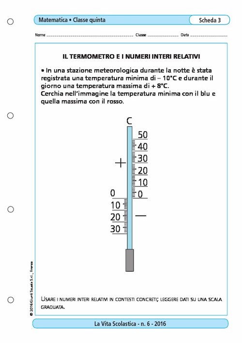 Il termometro e i numeri interi relativi | Giunti Scuola