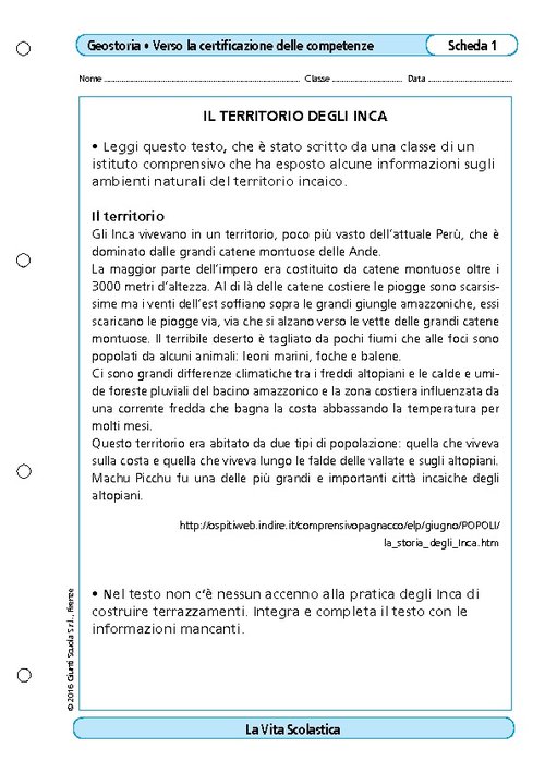 Il territorio degli Inca | Giunti Scuola