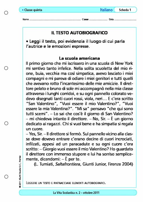 Il testo autobiografico | Giunti Scuola Il testo autobiografico | Giunti Scuola