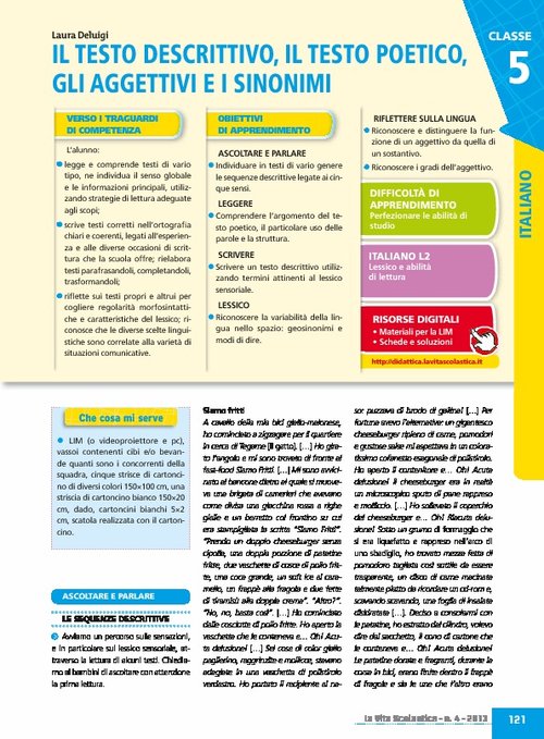 Il testo descrittivo, il testo poetico, gli aggettivi e i sinonimi | Giunti Scuola Il testo descrittivo, il testo poetico, gli aggettivi e i sinonimi | Giunti Scuola