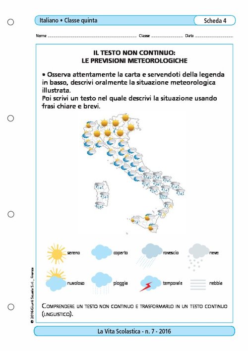 Il testo non continuo: le previsioni meteorologiche | Giunti Scuola Il testo non continuo: le previsioni meteorologiche | Giunti Scuola
