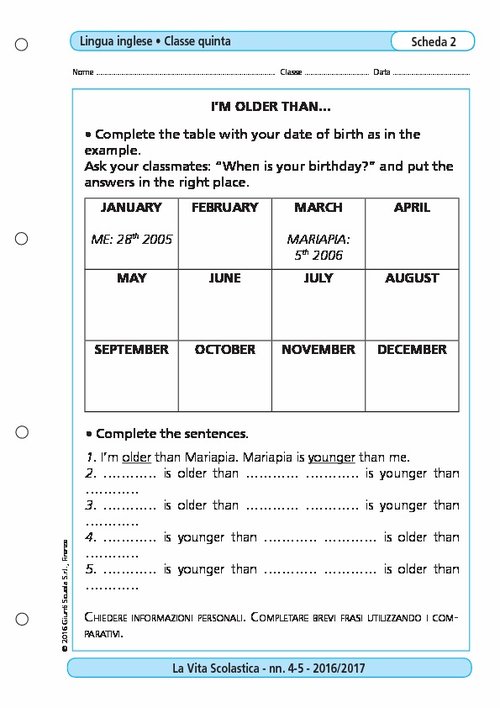 I'm older than... | Giunti Scuola I'm older than... | Giunti Scuola