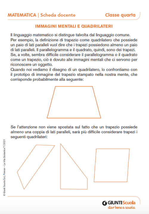 Immagini mentali e quadrilateri | Giunti Scuola Immagini mentali e quadrilateri | Giunti Scuola