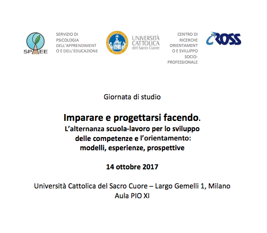 Imparare e progettarsi facendo. Una giornata di studio il 14 ottobre all'Università Cattolica del Sacro Cuore di Milano | Giunti Scuola Imparare e progettarsi facendo. Una giornata di studio il 14 ottobre all'Università Cattolica del Sacro Cuore di Milano | Giunti Scuola