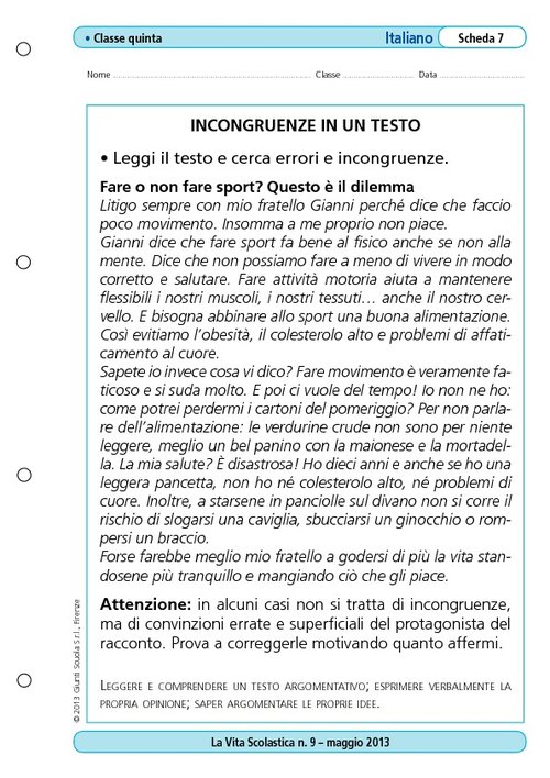 Incongruenze in un testo | Giunti Scuola Incongruenze in un testo | Giunti Scuola