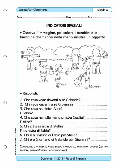 Indicatori spaziali | Giunti Scuola Indicatori spaziali | Giunti Scuola