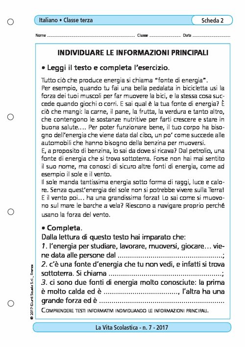 Individuare le informazioni principali | Giunti Scuola Individuare le informazioni principali | Giunti Scuola