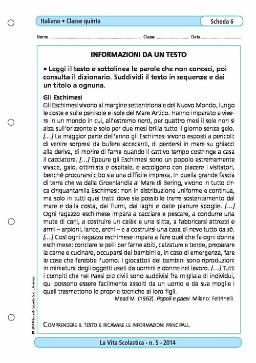Informazioni da un testo | Giunti Scuola Informazioni da un testo | Giunti Scuola