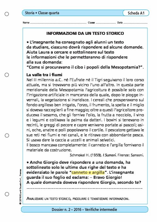 Informazioni da un testo storico | Giunti Scuola Informazioni da un testo storico | Giunti Scuola