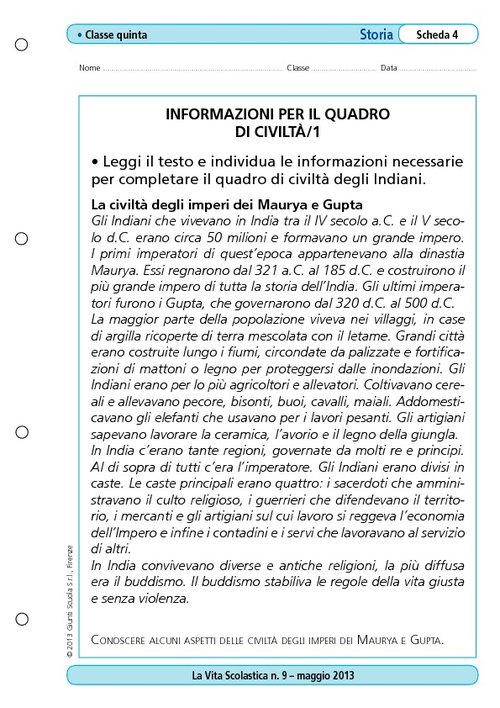 Informazioni per il quadro di civiltà/1 | Giunti Scuola Informazioni per il quadro di civiltà/1 | Giunti Scuola