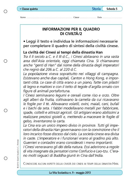 Informazioni per il quadro di civiltà/2 | Giunti Scuola Informazioni per il quadro di civiltà/2 | Giunti Scuola