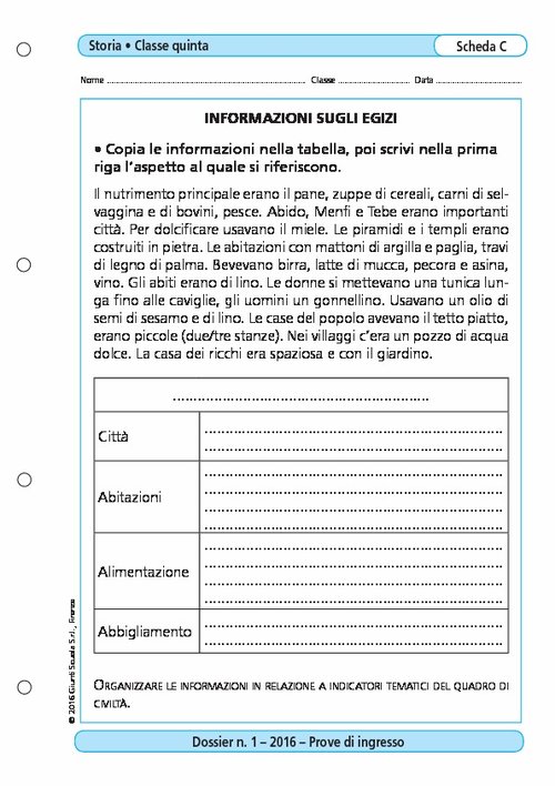 Informazioni sugli Egizi | Giunti Scuola Informazioni sugli Egizi | Giunti Scuola