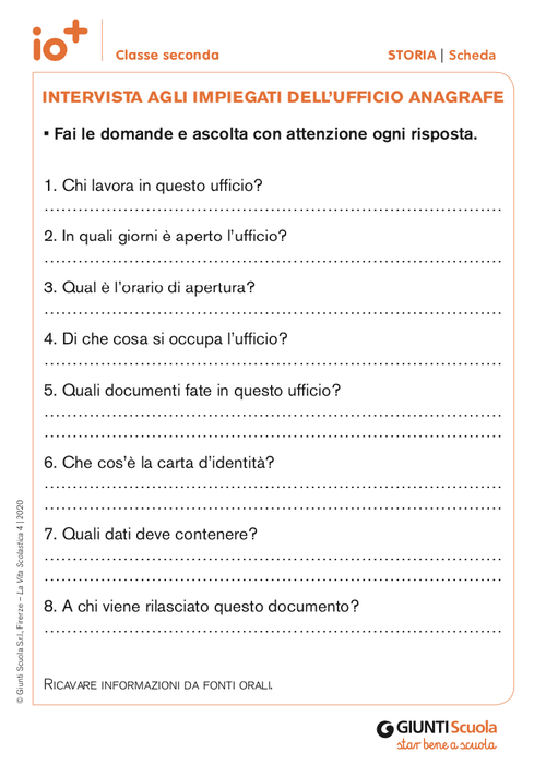 Intervista agli impiegati dell'ufficio anagrafe | Giunti Scuola Intervista agli impiegati dell'ufficio anagrafe | Giunti Scuola