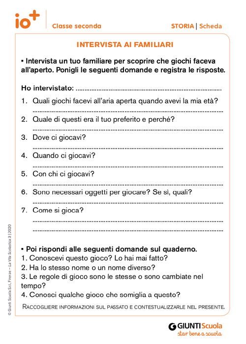 Intervista ai familiari | Giunti Scuola Intervista ai familiari | Giunti Scuola