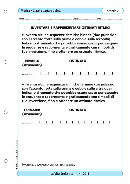 Inventare e rappresentare ostinati ritmici | Giunti Scuola Inventare e rappresentare ostinati ritmici | Giunti Scuola