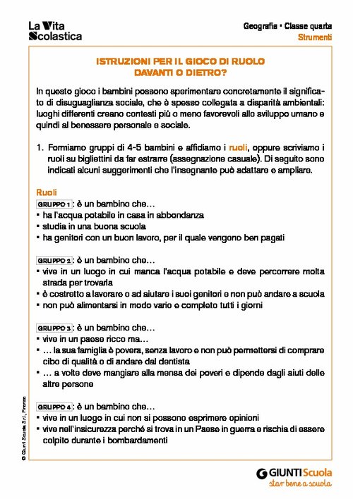 Istruzioni per il gioco di ruolo | Giunti Scuola Istruzioni per il gioco di ruolo | Giunti Scuola