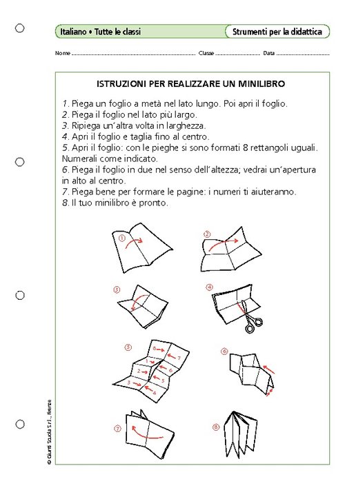Istruzioni per realizzare un minilibro | Giunti Scuola Istruzioni per realizzare un minilibro | Giunti Scuola