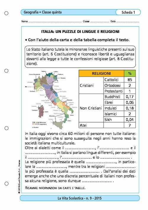 Italia: un puzzle di lingue e religioni | Giunti Scuola Italia: un puzzle di lingue e religioni | Giunti Scuola