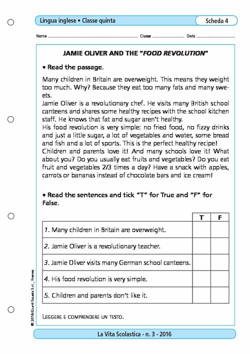 Jamie Oliver and the "food revolution" | Giunti Scuola Jamie Oliver and the "food revolution" | Giunti Scuola