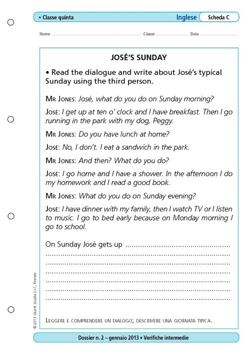 José's sunday | Giunti Scuola José's sunday | Giunti Scuola