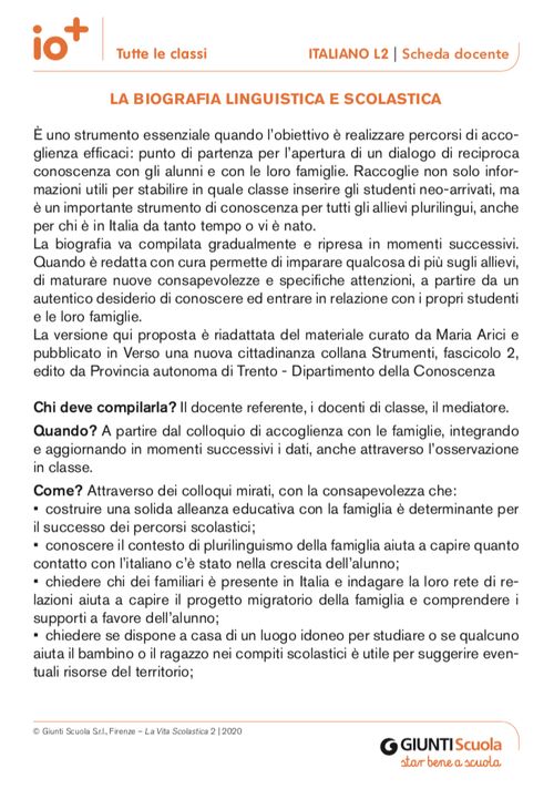 La biografia linguistica e scolastica | Giunti Scuola La biografia linguistica e scolastica | Giunti Scuola