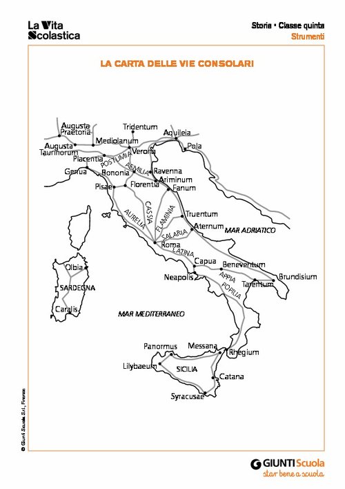 La carta delle vie consolari | Giunti Scuola La carta delle vie consolari | Giunti Scuola