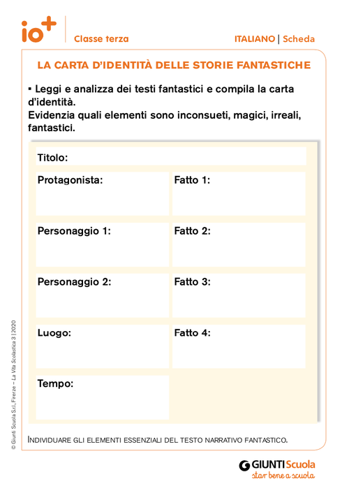 La carta d'identità delle storie fantastiche | Giunti Scuola