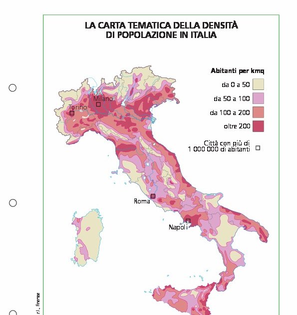 La carta tematica della densità di popolazione in Italia Giunti Scuola