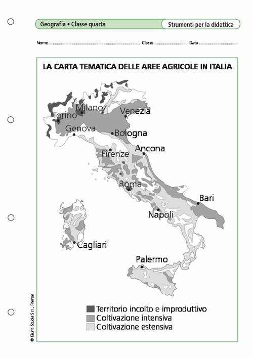 La carta tematica delle aree agricole in Italia | Giunti Scuola La carta tematica delle aree agricole in Italia | Giunti Scuola
